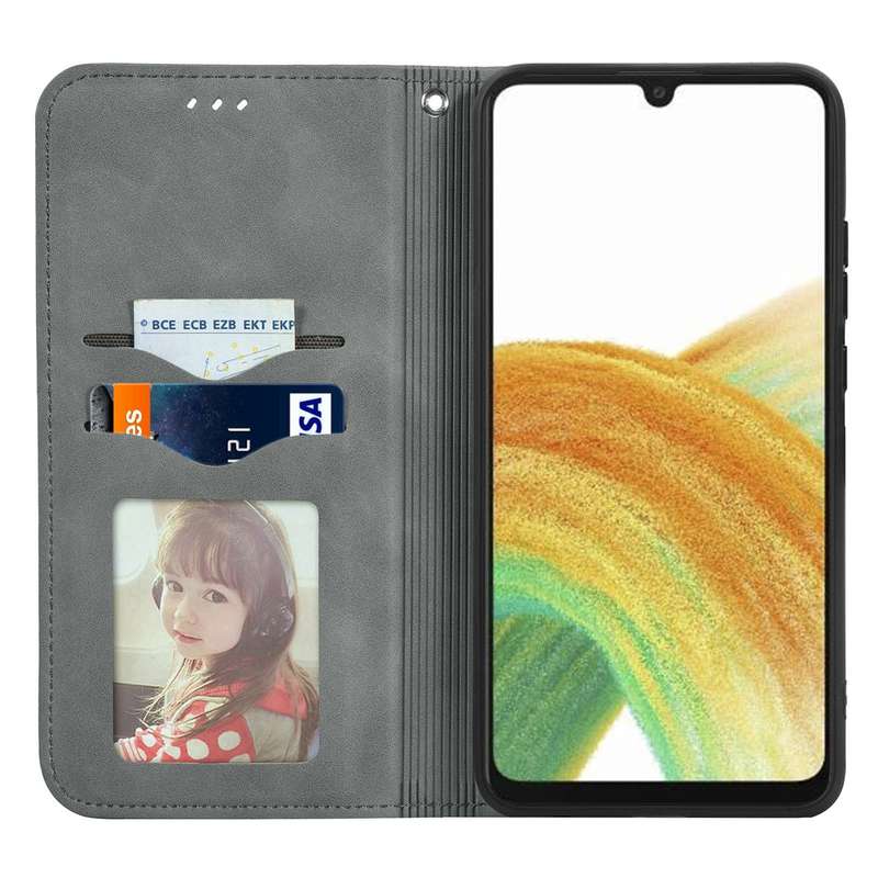 For Samsung Galaxy A13 4G Retro Skin Feel Magnetic Horizontal Flip Leather Phone Case(Brown)