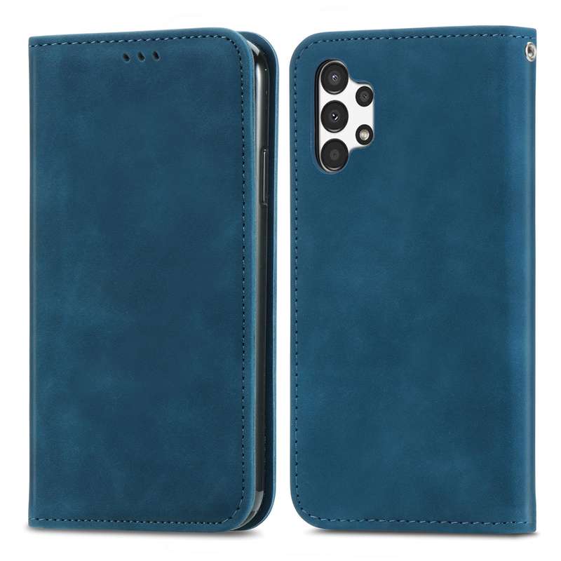 For Samsung Galaxy A13 4G Retro Skin Feel Magnetic Horizontal Flip Leather Phone Case(Brown)