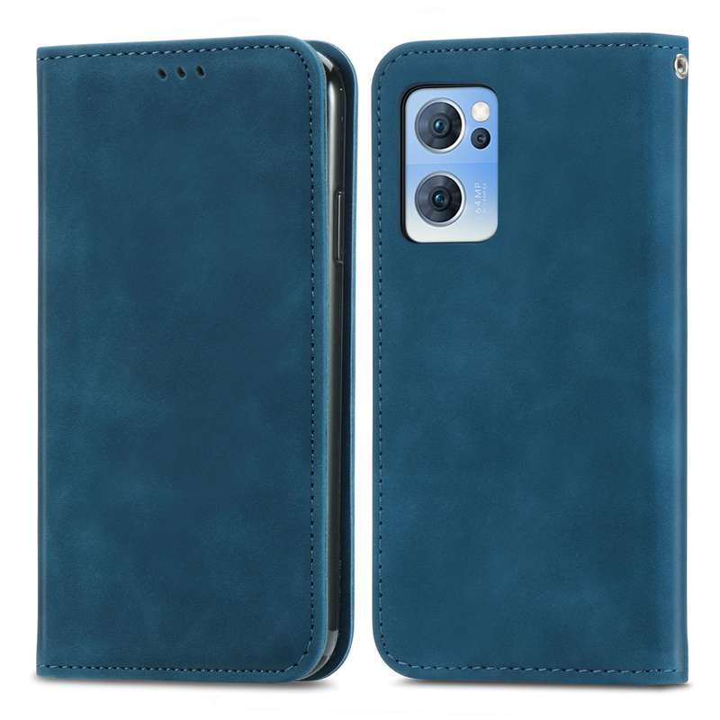 For OPPO Reno7 5G Retro Skin Feel Magnetic Horizontal Flip Leather Phone Case(Brown)