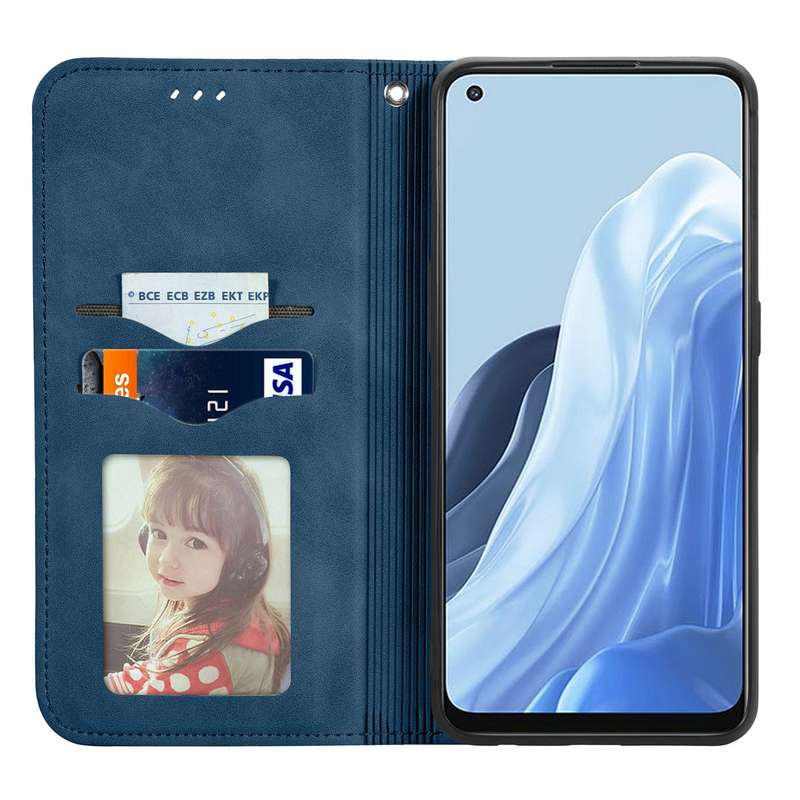 For OPPO Reno7 5G Retro Skin Feel Magnetic Horizontal Flip Leather Phone Case(Brown)
