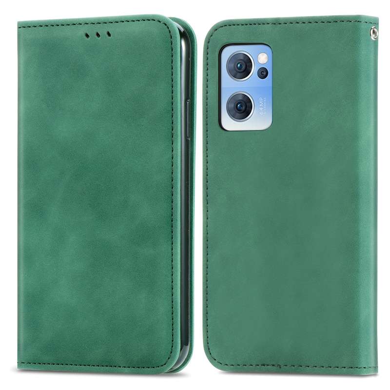 For OPPO Reno7 5G Retro Skin Feel Magnetic Horizontal Flip Leather Phone Case(Brown)