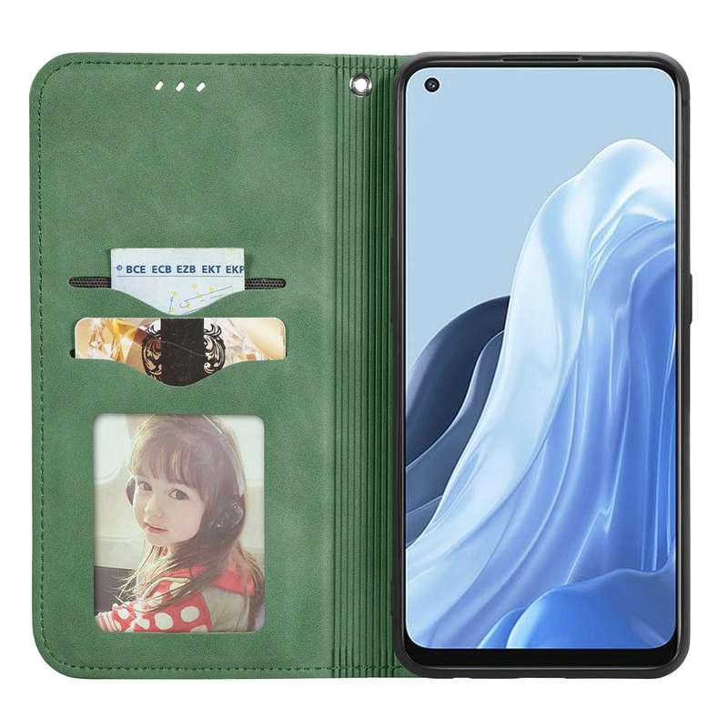 For OPPO Reno7 5G Retro Skin Feel Magnetic Horizontal Flip Leather Phone Case(Brown)