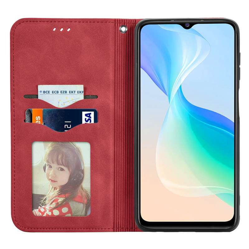 For vivo Y76 5G Retro Skin Feel Magnetic Horizontal Flip Leather Phone Case(Black)