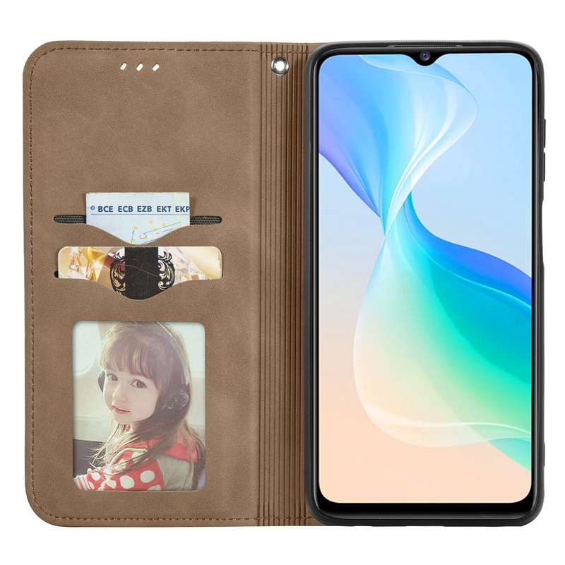 For vivo Y76 5G Retro Skin Feel Magnetic Horizontal Flip Leather Phone Case(Black)