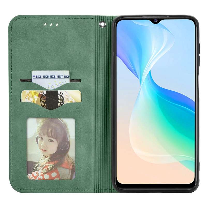 For vivo Y76 5G Retro Skin Feel Magnetic Horizontal Flip Leather Phone Case(Black)