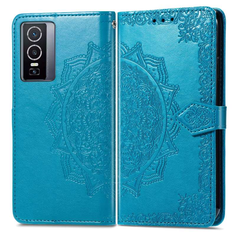 For vivo Y76 5G Mandala Flower Embossed Flip Leather Phone Case(Black)