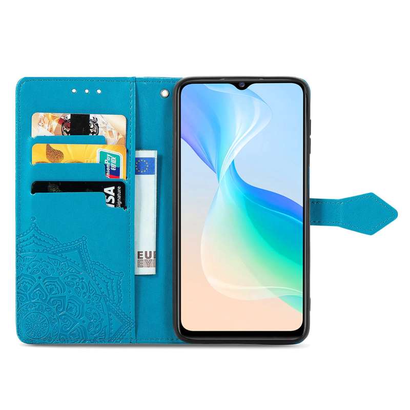 For vivo Y76 5G Mandala Flower Embossed Flip Leather Phone Case(Black)