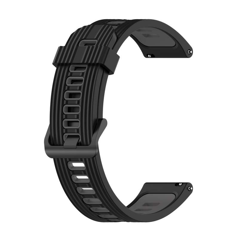 For Garmin Forerunner 245 20mm Vertical Pattern Two-Color Silicone Watch Band(Olive Green + Black)