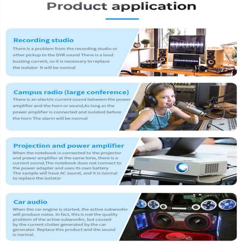 G1 RCA Audio Common Ground Isolator Anti-jamming Noise Reduction Filter Eliminates Bluetooth Receive
