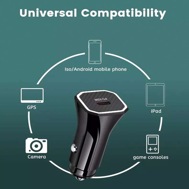 TE-P2 PD20W USB-C / Type-C Car Charger with Type-C to 8 Pin Data Cable(White)