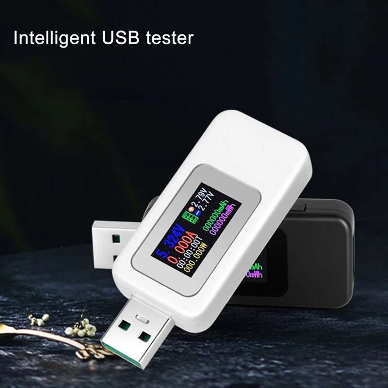 KWS-MX18 10 in 1 USB DC Tester Current 4-30V Voltage Meter Timing Ammeter Digital Meter(Black)
