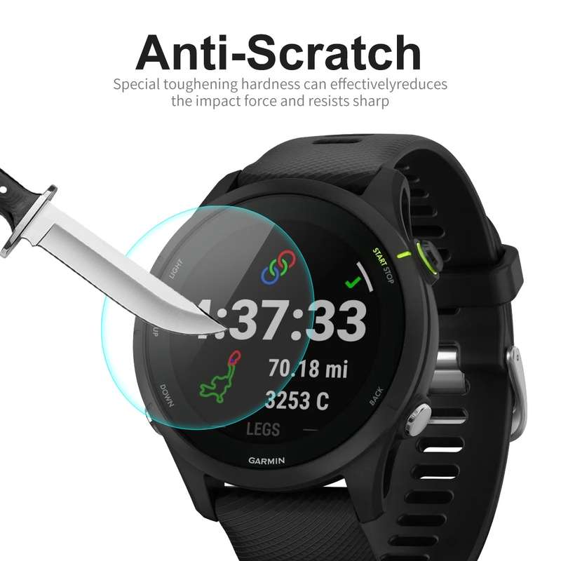 2 PCS For Garmin Forerunner 255 ENKAY 0.2mm 9H Tempered Glass Screen Protector Watch Film