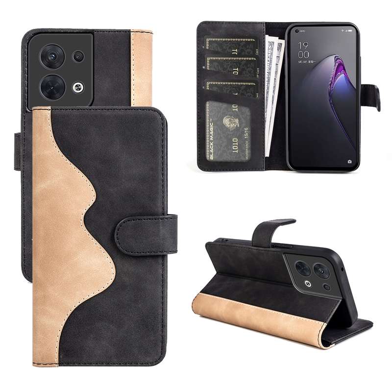 For OPPO Reno8 Stitching Horizontal Flip Leather Phone Case(Blue)