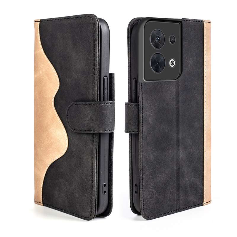 For OPPO Reno8 Stitching Horizontal Flip Leather Phone Case(Blue)