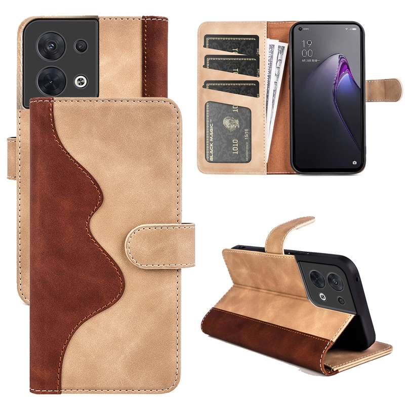For OPPO Reno8 Stitching Horizontal Flip Leather Phone Case(Blue)