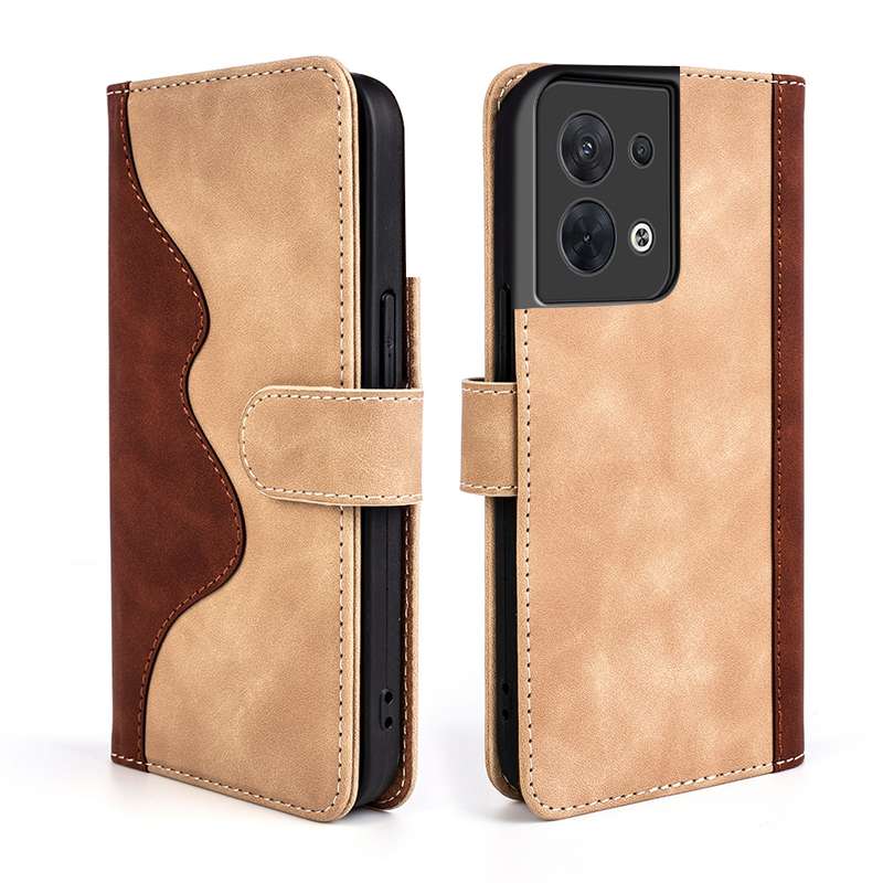 For OPPO Reno8 Stitching Horizontal Flip Leather Phone Case(Blue)