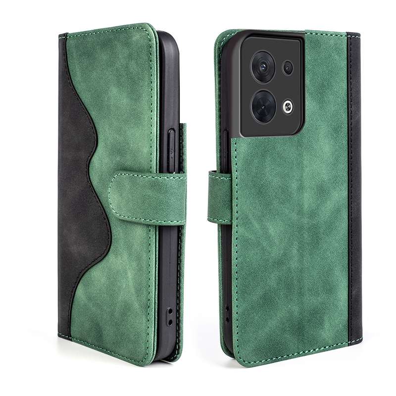 For OPPO Reno8 Stitching Horizontal Flip Leather Phone Case(Blue)