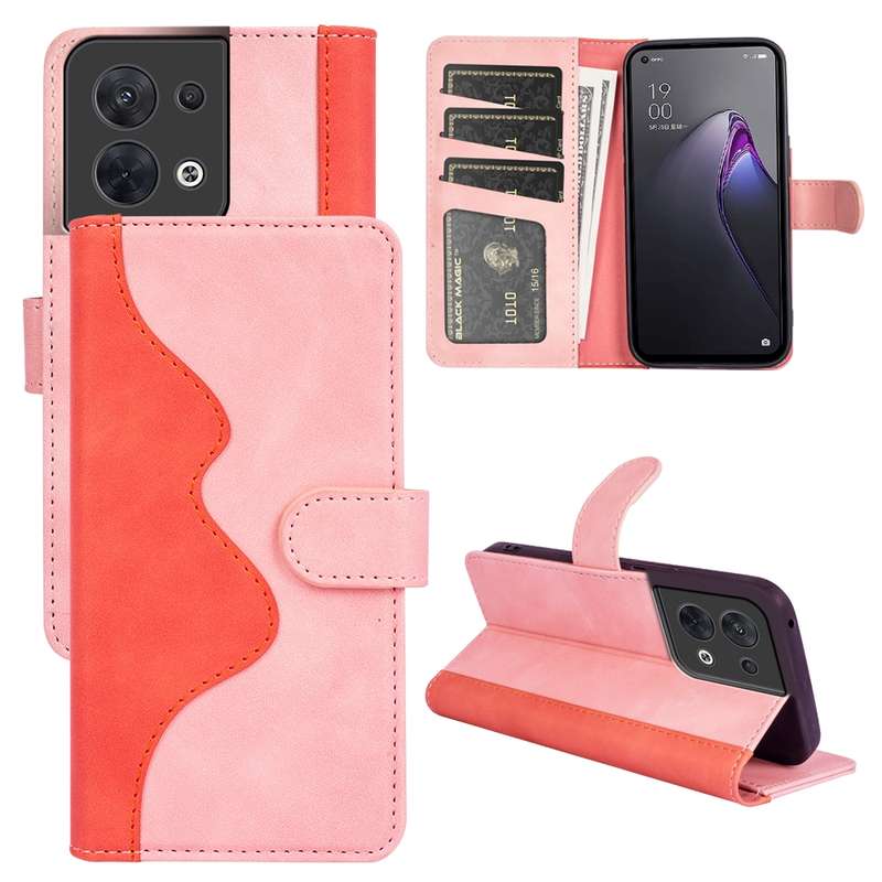 For OPPO Reno8 Stitching Horizontal Flip Leather Phone Case(Blue)