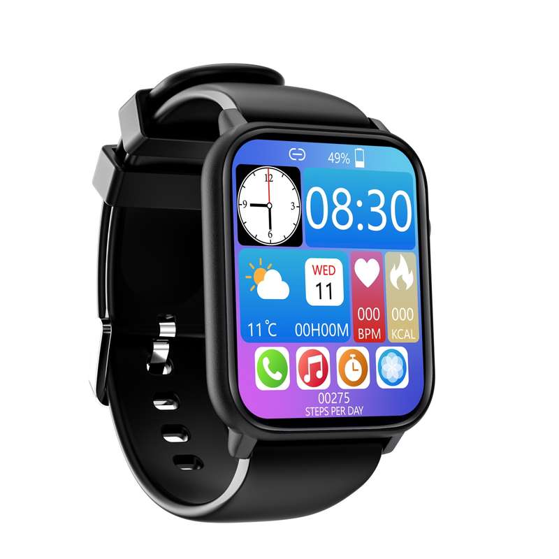 Q28 1.8 inch Color Screen Smart Watch,Support Heart Rate Monitoring / Blood Pressure Monitoring(Blac