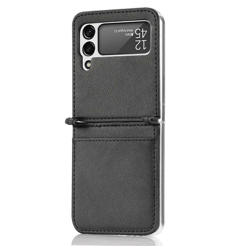 For Samsung Galaxy Z Flip 4 5G Folding Litchi Texture Card Wallet Phone Case(Brown)