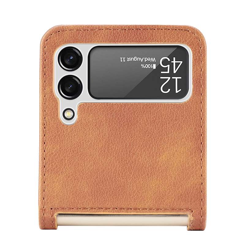 For Samsung Galaxy Z Flip 4 5G Folding Litchi Texture Card Wallet Phone Case(Brown)