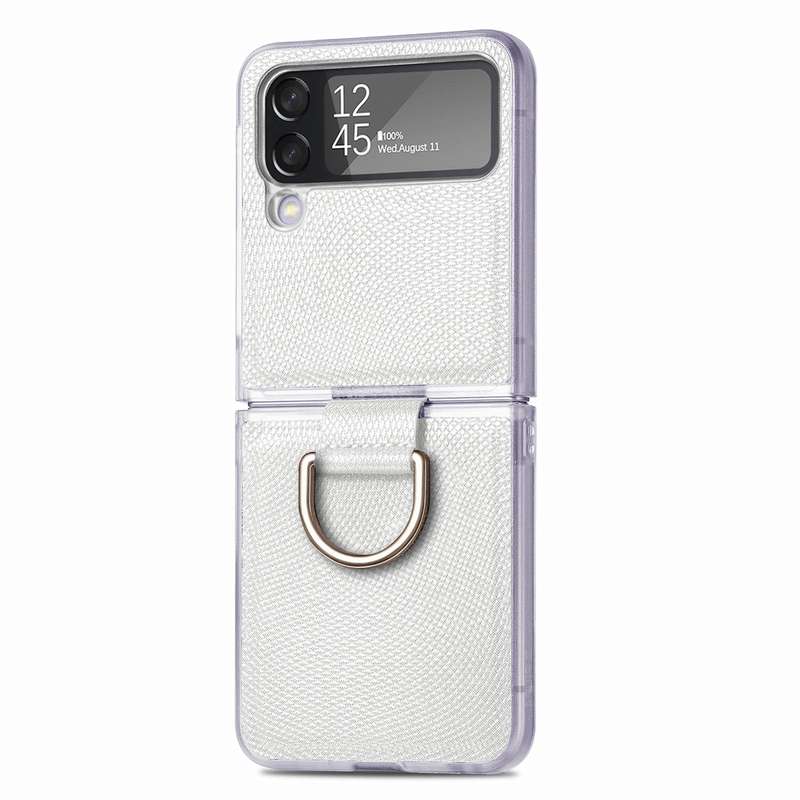 For Samsung Galaxy Z Flip4 Colorful Ring Hinged Folding Phone Case(Pink)