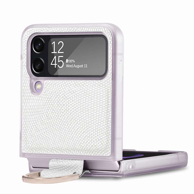 For Samsung Galaxy Z Flip4 Colorful Ring Hinged Folding Phone Case(Pink)