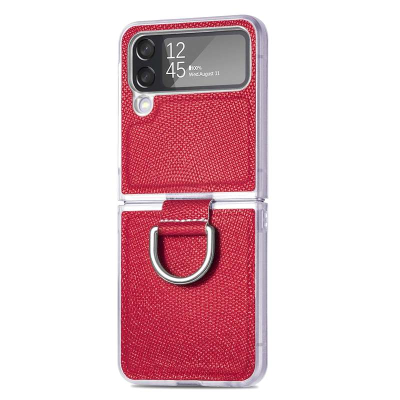For Samsung Galaxy Z Flip4 Colorful Ring Hinged Folding Phone Case(Pink)