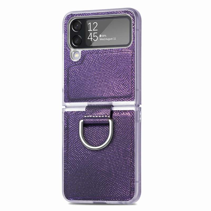 For Samsung Galaxy Z Flip4 Colorful Ring Hinged Folding Phone Case(Pink)