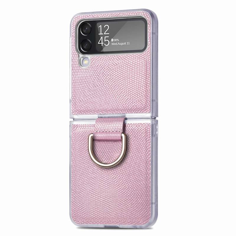 For Samsung Galaxy Z Flip4 Colorful Ring Hinged Folding Phone Case(Pink)