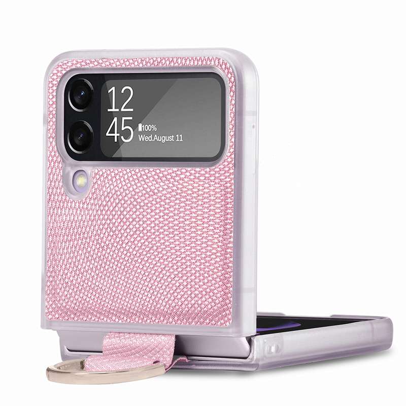For Samsung Galaxy Z Flip4 Colorful Ring Hinged Folding Phone Case(Pink)