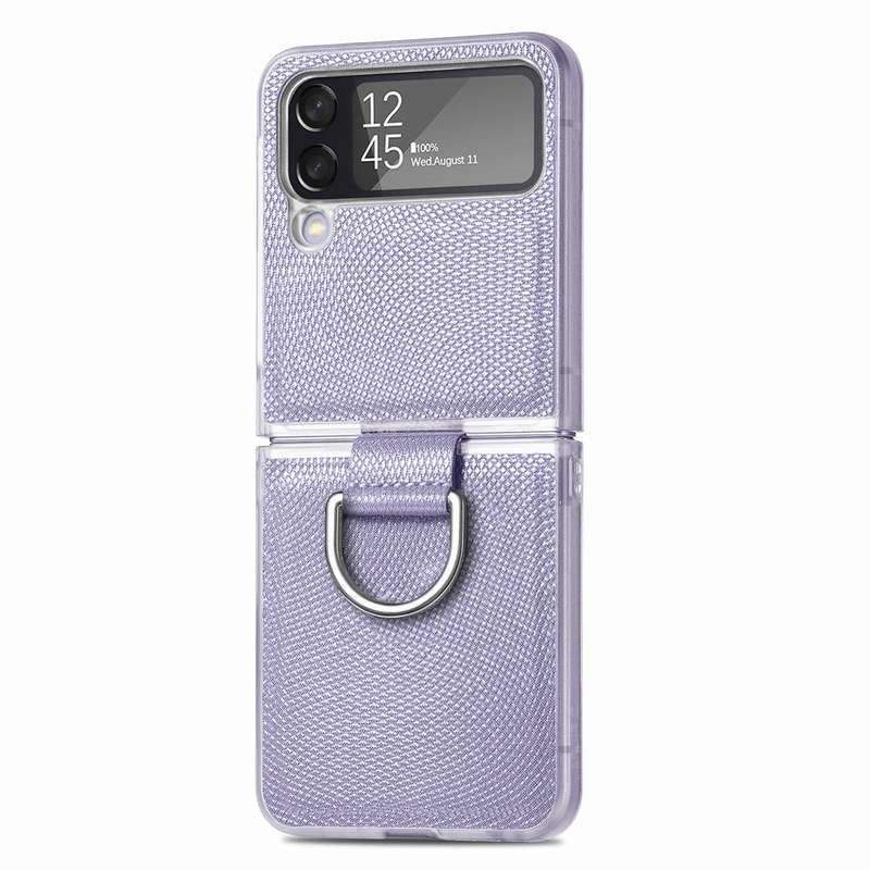 For Samsung Galaxy Z Flip4 Colorful Ring Hinged Folding Phone Case(Pink)