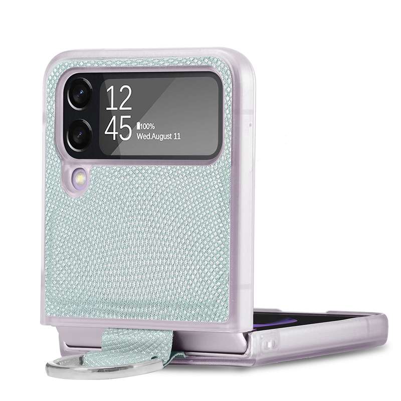 For Samsung Galaxy Z Flip4 Colorful Ring Hinged Folding Phone Case(Pink)