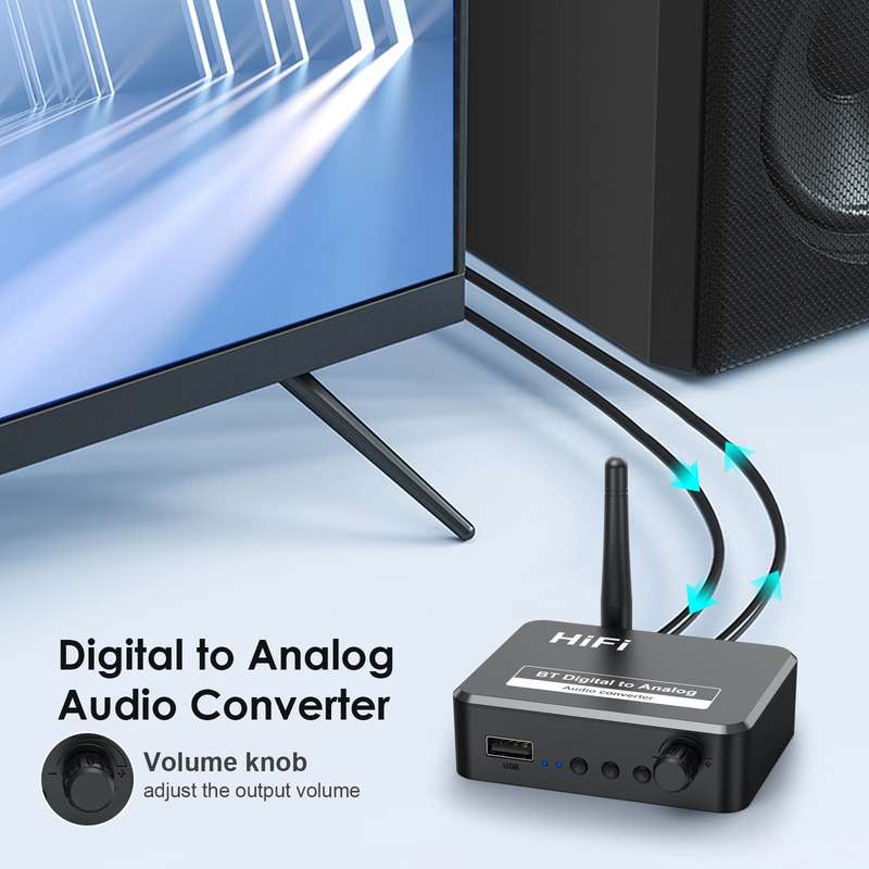 B35S Bluetooth 5.2 Music Receiver Digital to Analog Converter Supports U-disk Fiber Coaxial