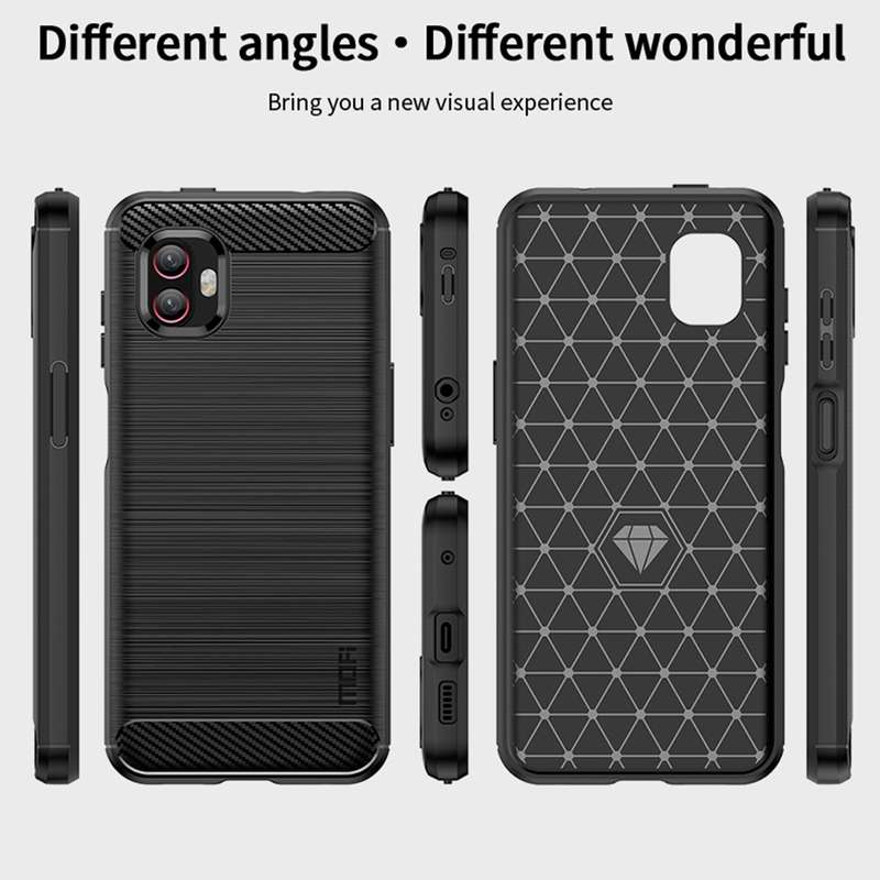 For Samsung Galaxy Xcover6 Pro / Xcover Pro 2 MOFI Gentleness Brushed Carbon Fiber Soft TPU Case(Bla