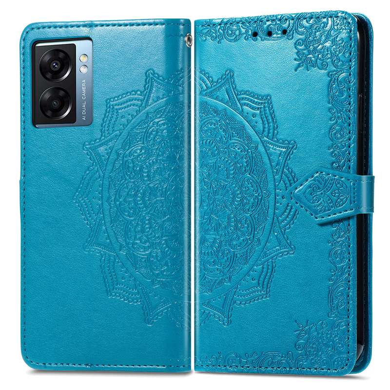 For OPPO A57 5G Mandala Flower Embossed Leather Phone Case(Purple)