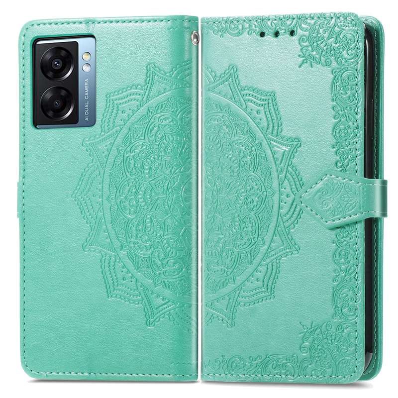 For OPPO A57 5G Mandala Flower Embossed Leather Phone Case(Purple)