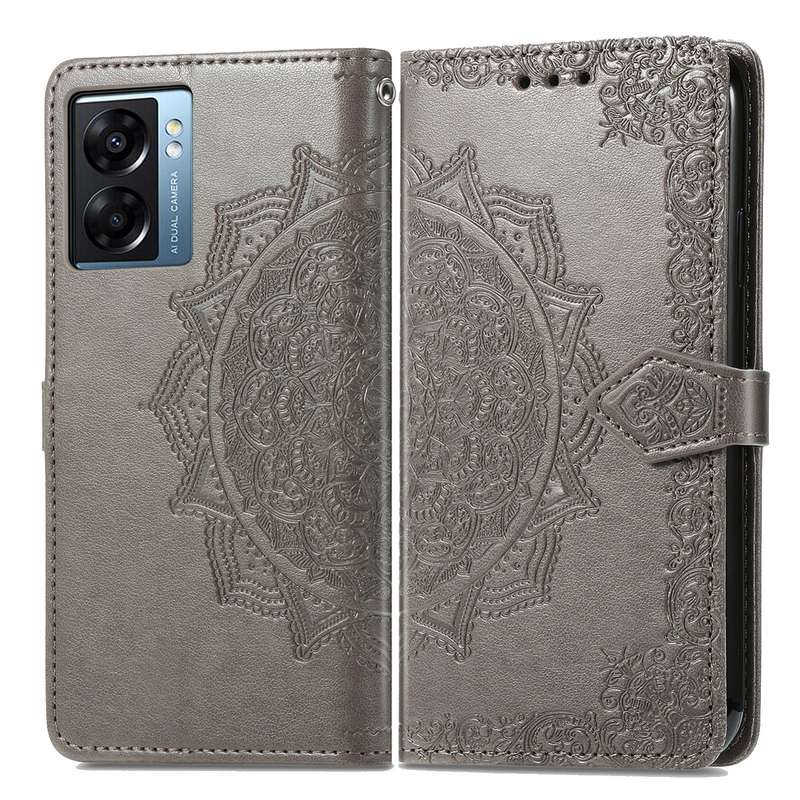 For OPPO A57 5G Mandala Flower Embossed Leather Phone Case(Purple)
