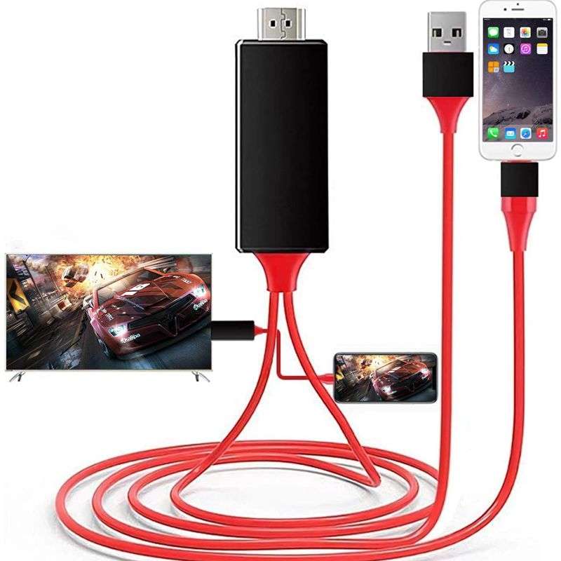 2m 1080P 8 Pin to HDMI Adapter Cable, Compatible with iPhone to HDMI Adapter(White)