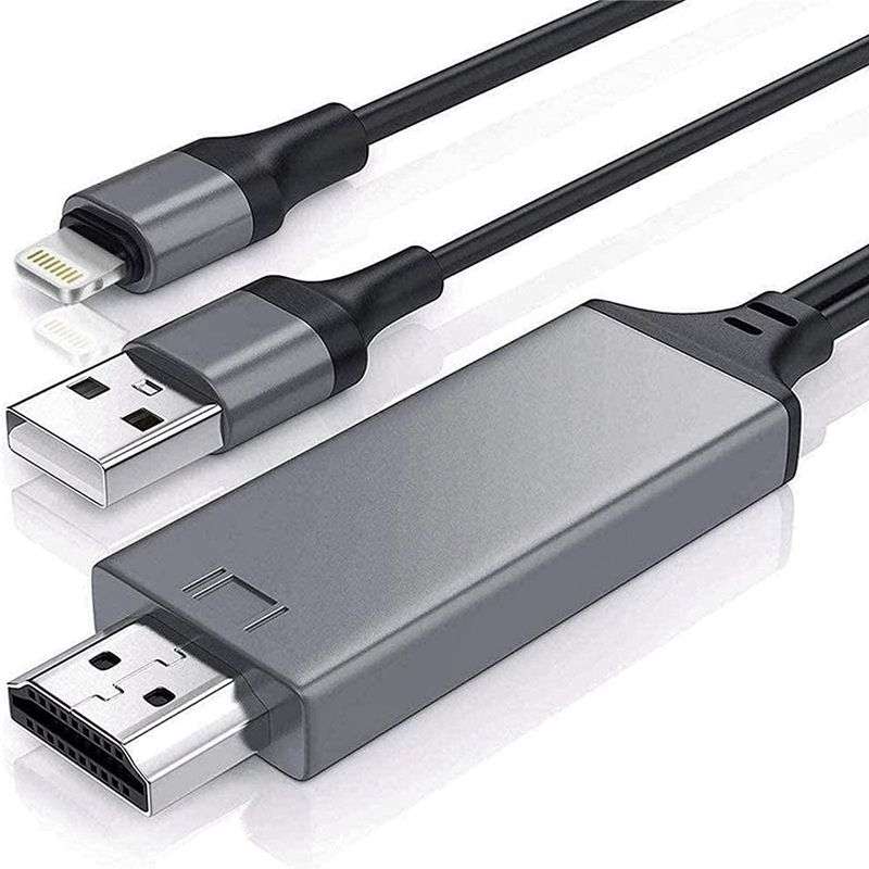 2m 1080P 8 Pin to HDMI Adapter Cable, Compatible with iPhone to HDMI Adapter(White)