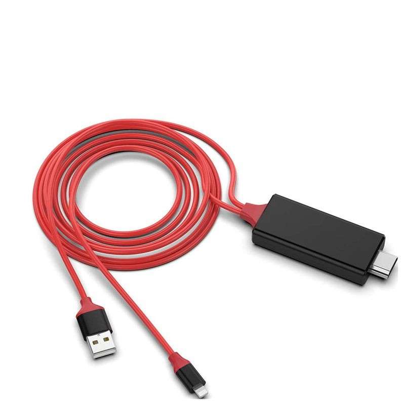 2m 1080P 8 Pin to HDMI Adapter Cable, Compatible with iPhone to HDMI Adapter(White)