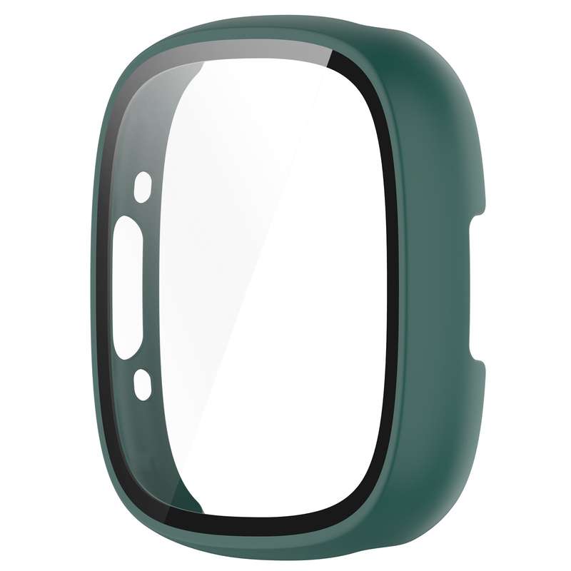 For Fitbit Versa 4 PC+ Toughened Film Integrated Protective Case(Black)