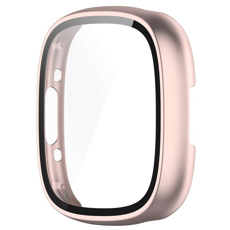 For Fitbit Versa 4 PC+ Toughened Film Integrated Protective Case(Black)