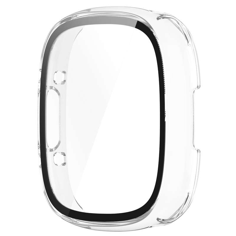 For Fitbit Versa 4 PC+ Toughened Film Integrated Protective Case(Black)