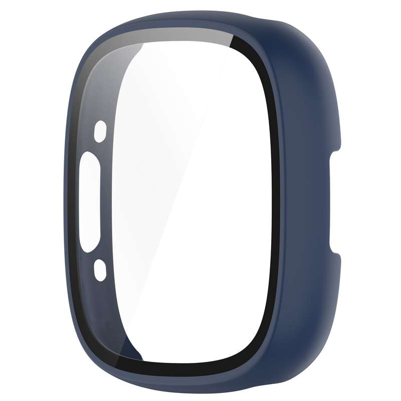 For Fitbit Versa 4 PC+ Toughened Film Integrated Protective Case(Black)
