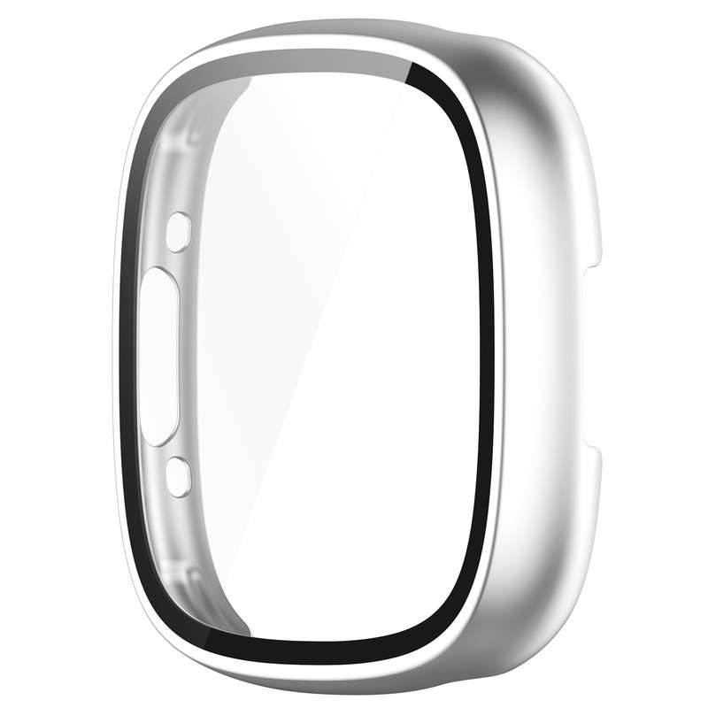 For Fitbit Versa 4 PC+ Toughened Film Integrated Protective Case(Black)