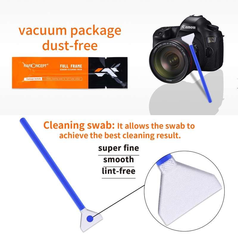 K&F CONCEPT SKU.1698 10pcs Cleaning Swabs Brush Kit Full-Frame Sensor Swabs For Nikon Canon Sony DSL
