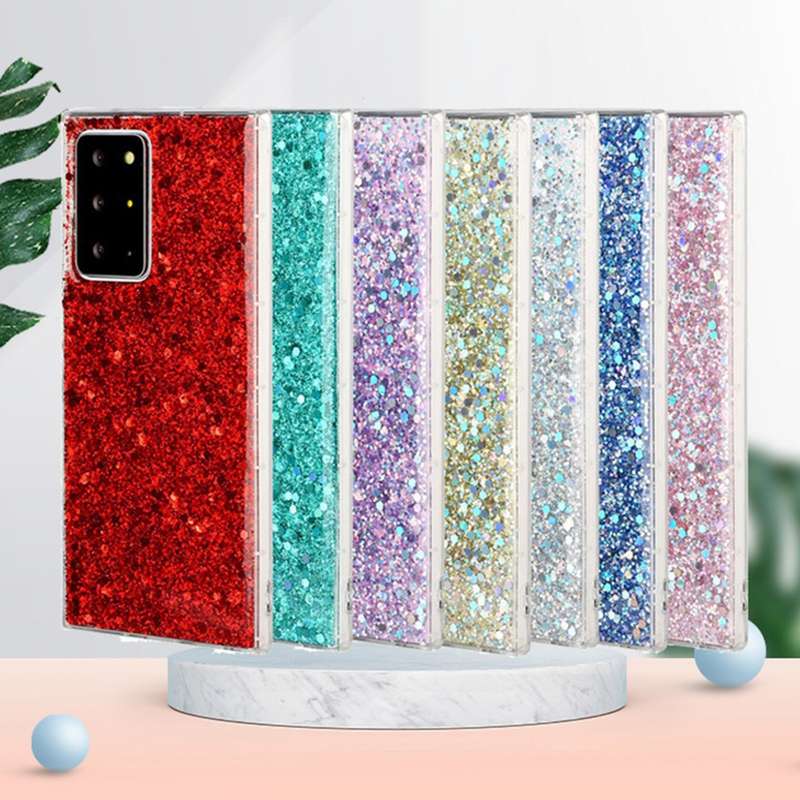 For Samsung Galaxy Note20 Ultra Glitter Sequins Epoxy TPU Phone Case(Pink)