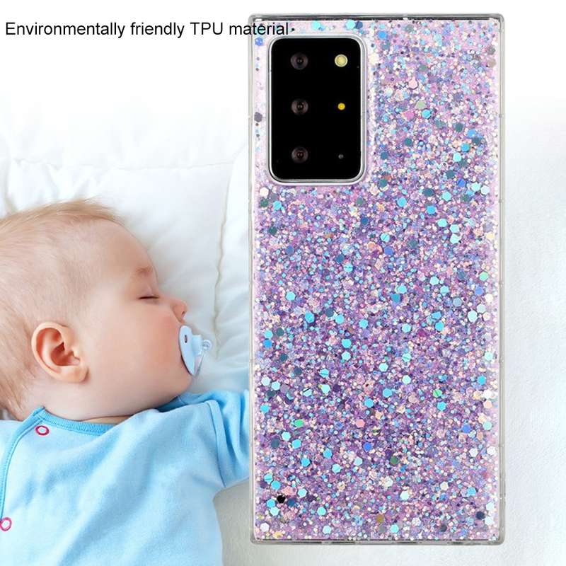 For Samsung Galaxy Note20 Ultra Glitter Sequins Epoxy TPU Phone Case(Pink)