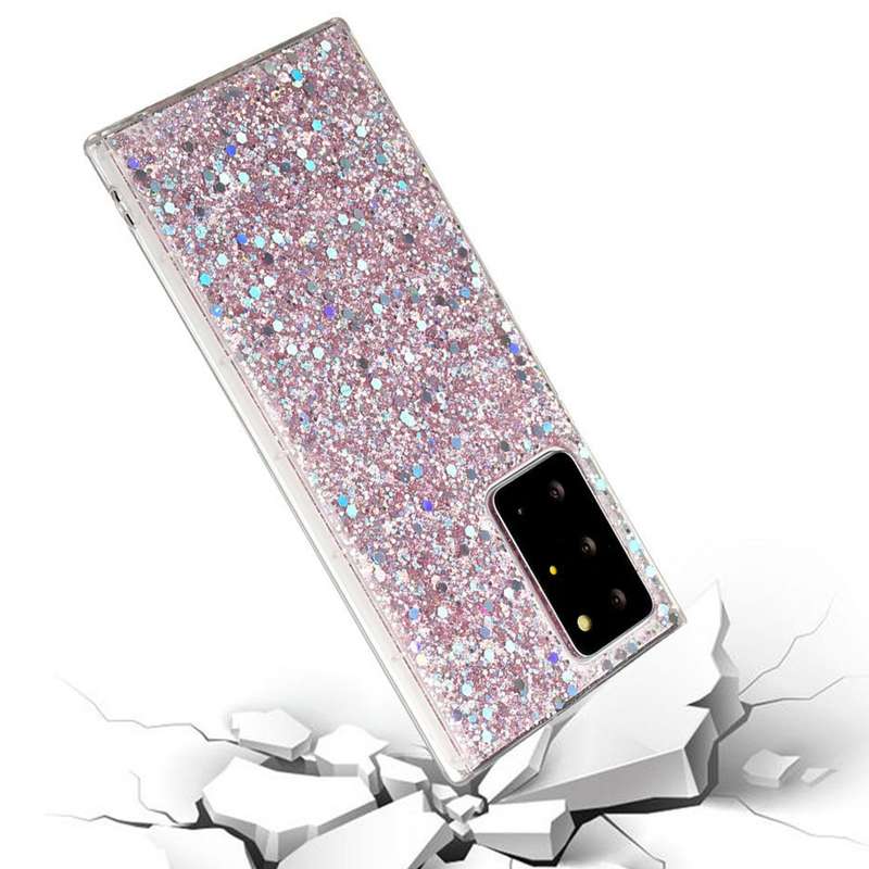 For Samsung Galaxy Note20 Ultra Glitter Sequins Epoxy TPU Phone Case(Pink)